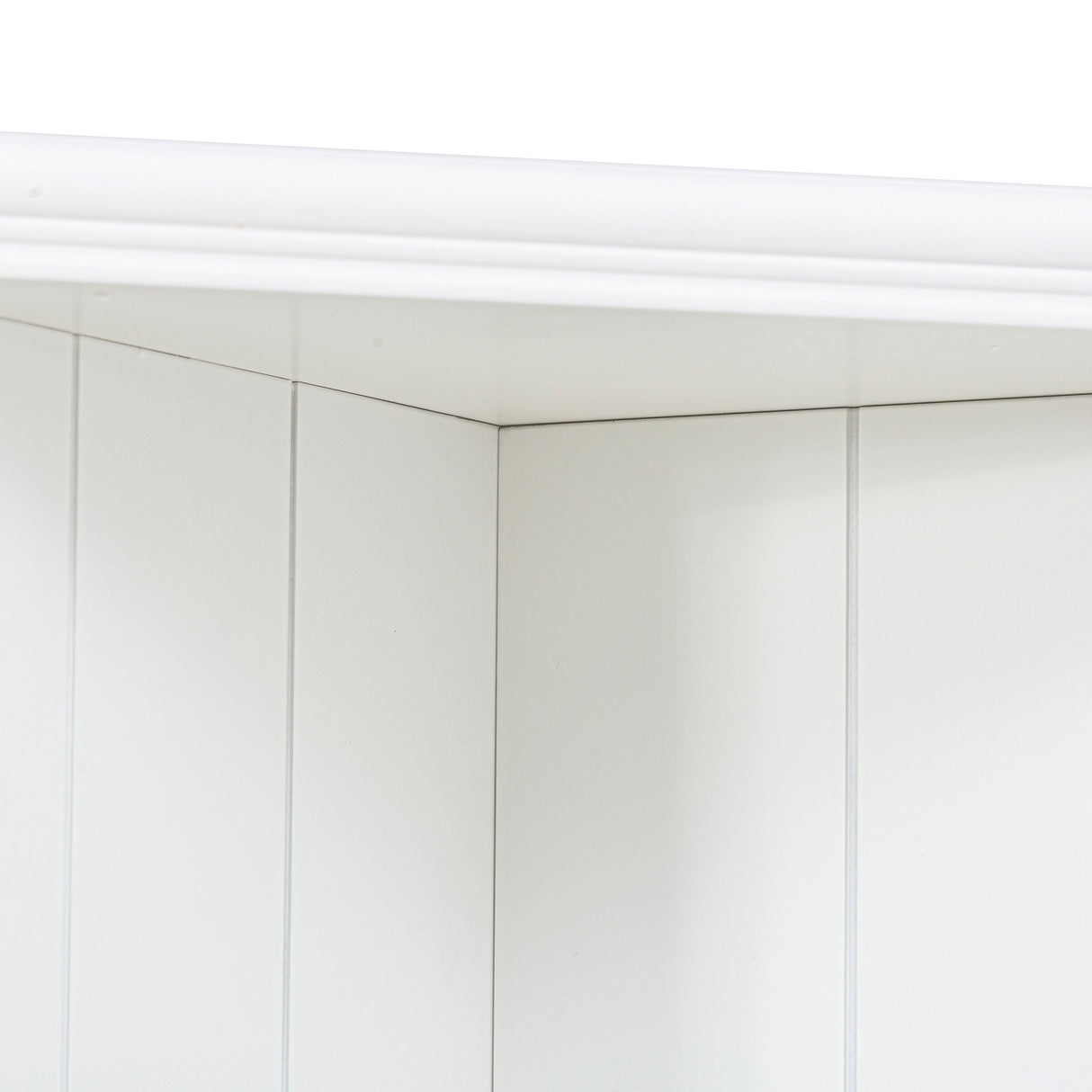 Retro Style Wall Suit with Glass Doors, 75.25'' Tall Display Cabinets & Triangle Sided Bookshelves, White