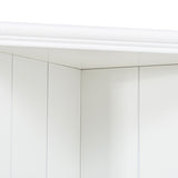 Retro Style Wall Suit with Glass Doors, 75.25'' Tall Display Cabinets & Triangle Sided Bookshelves, White