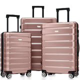 Hardshell Luggage Set 3 Piece, Durable ABS+PC Travel Suitcase with