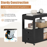 2-Drawer Sofa Side Table with Shelves for Living Room