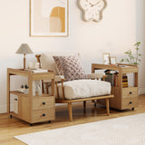 2-Drawer Sofa Side Table with Shelves for Living Room