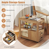 2-Drawer Sofa Side Table with Shelves for Living Room