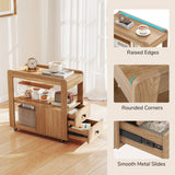 2-Drawer Sofa Side Table with Shelves for Living Room