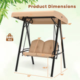 2-Person Outdoor Porch Swing with A-Shaped Metal Stand and Adjustable Canopy