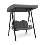2-Person Outdoor Porch Swing with A-Shaped Metal Stand and Adjustable Canopy