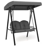 2-Person Outdoor Porch Swing with A-Shaped Metal Stand and Adjustable Canopy