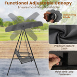 2-Person Outdoor Porch Swing with A-Shaped Metal Stand and Adjustable Canopy