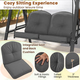 2-Person Outdoor Porch Swing with A-Shaped Metal Stand and Adjustable Canopy
