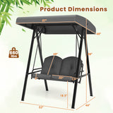 2-Person Outdoor Porch Swing with A-Shaped Metal Stand and Adjustable Canopy