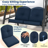 2-Person Outdoor Porch Swing with A-Shaped Metal Stand and Adjustable Canopy