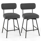 25 Inch 2-Piece Modern Upholstered Bar Stools with Back and Footrests