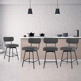 25 Inch 2-Piece Modern Upholstered Bar Stools with Back and Footrests