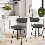 25 Inch 2-Piece Modern Upholstered Bar Stools with Back and Footrests