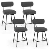 25 Inch 2-Piece Modern Upholstered Bar Stools with Back and Footrests