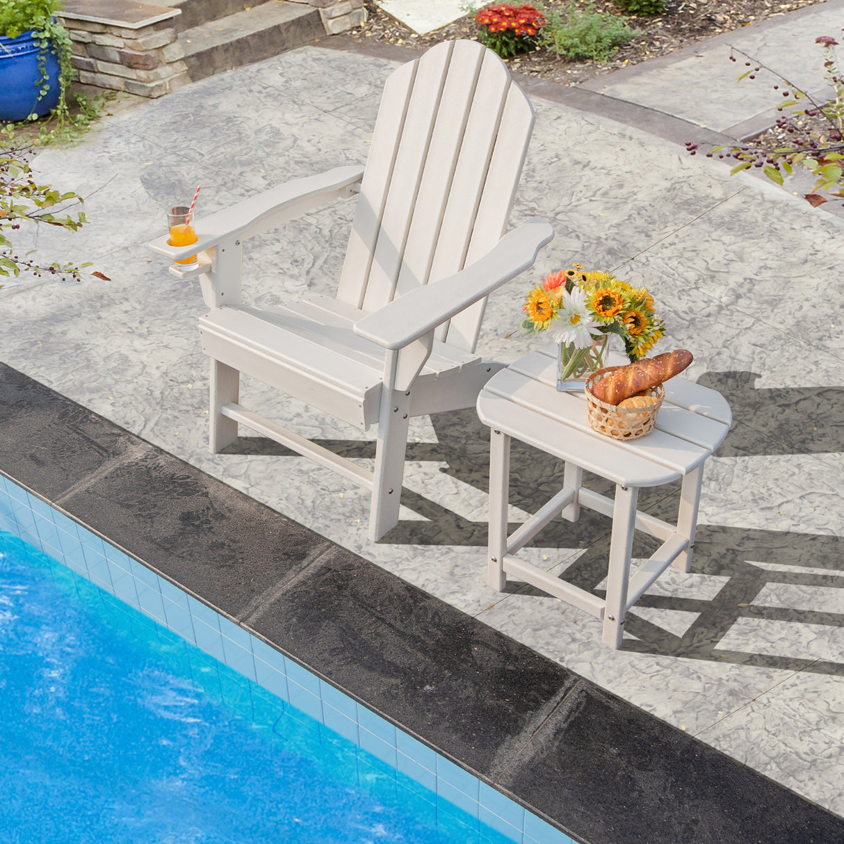 2-Pieces18 Inches Adirondack Outdoor Side Table for Patio and Garden