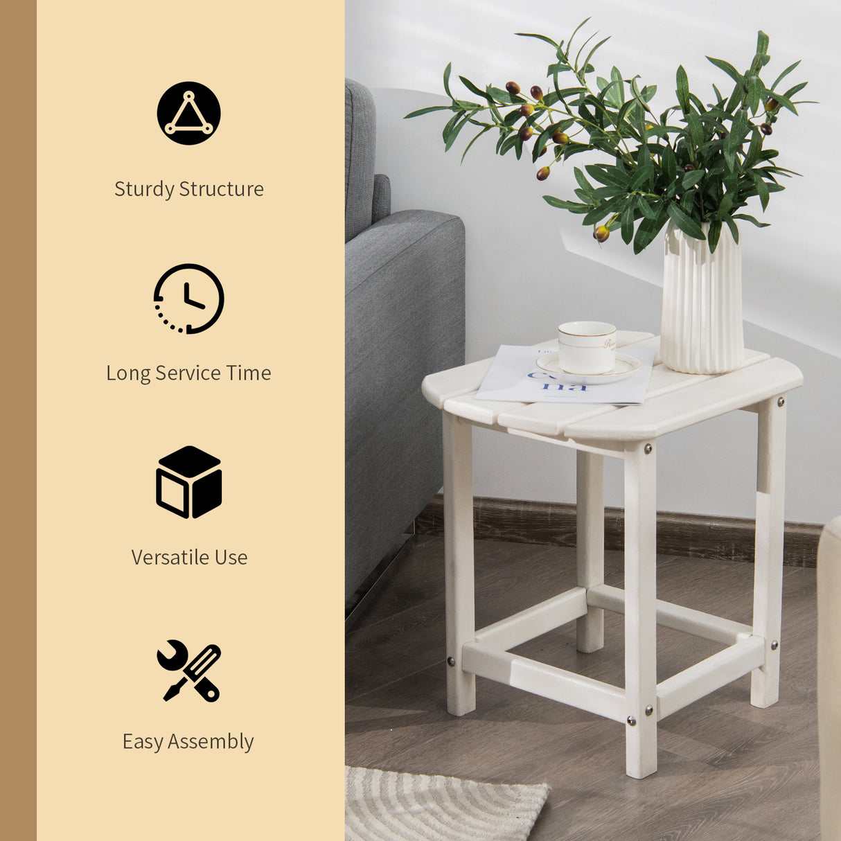 2-Pieces18 Inches Adirondack Outdoor Side Table for Patio and Garden