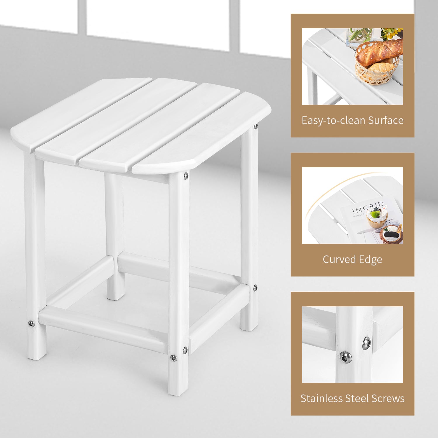 2-Pieces18 Inches Adirondack Outdoor Side Table for Patio and Garden