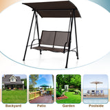 2-Seat Outdoor Canopy Swing with Comfortable Fabric Seat and Heavy-duty Metal Frame