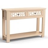 2-Tier Console Table with Drawers and Open Storage Shelf-Natural