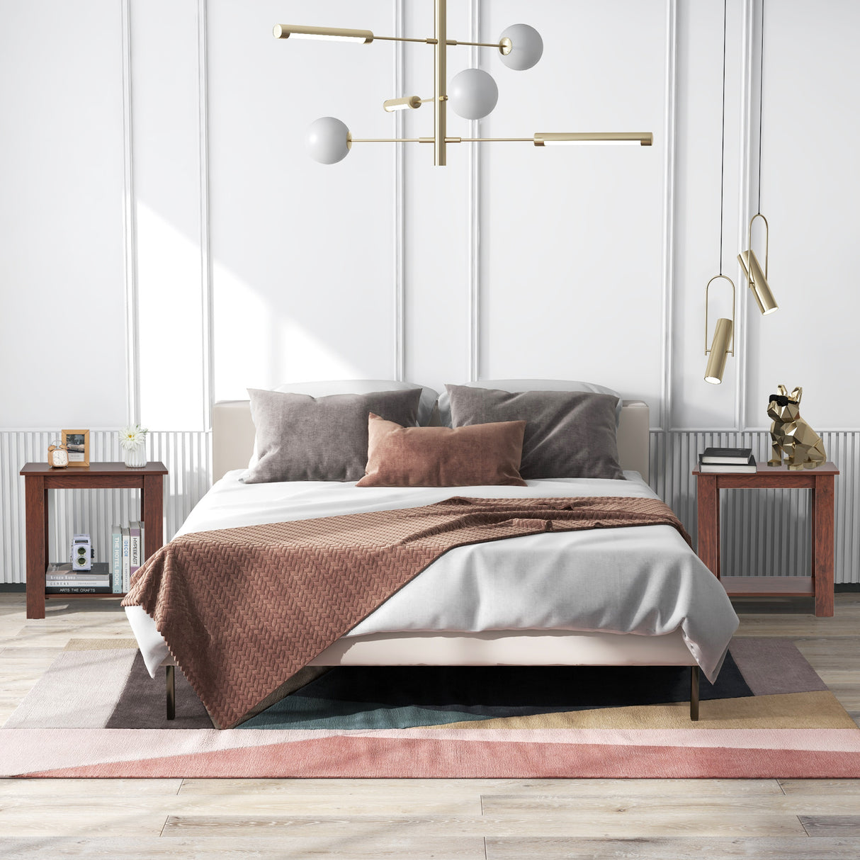 2-Tier Modern Compact End Table with Storage Shelf