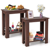 2-Tier Modern Compact End Table with Storage Shelf
