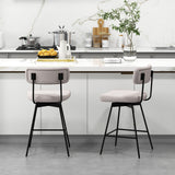 25 Inch 2-Piece Modern Upholstered Bar Stools with Back and Footrests