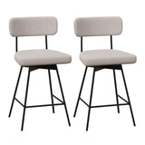 25 Inch 2-Piece Modern Upholstered Bar Stools with Back and Footrests