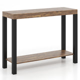 2-Tier Home Bar Table with Open Shelves and Storage for Home Kitchen Living Room Pub-Rustic Brown