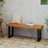 Acacia Wood Outdoor Bench 48 Inch Long Patio Dining Bench