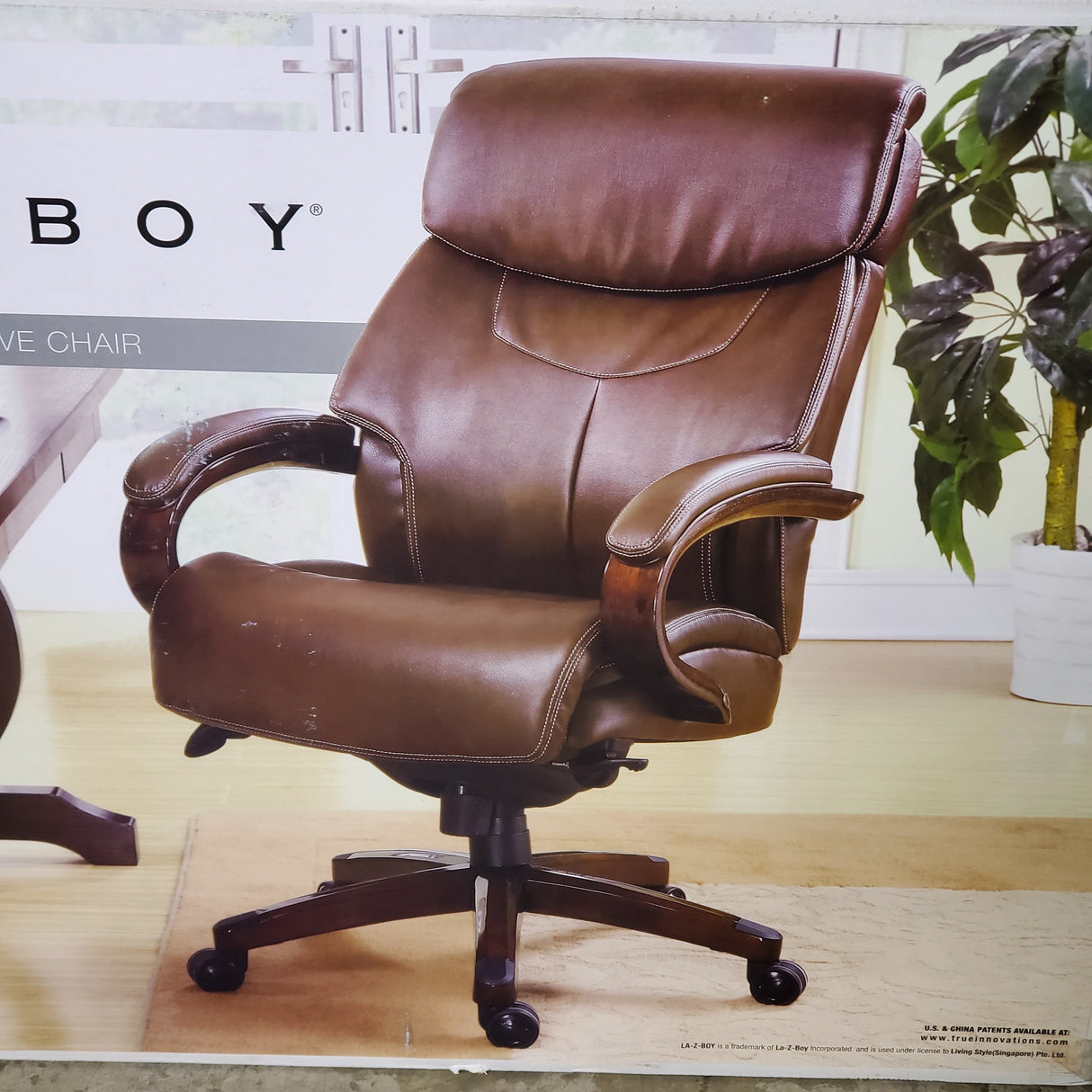 LAZBOY Bradley Executive Rolling Office Chair Brown 44762 1104593 La-Z-Boy