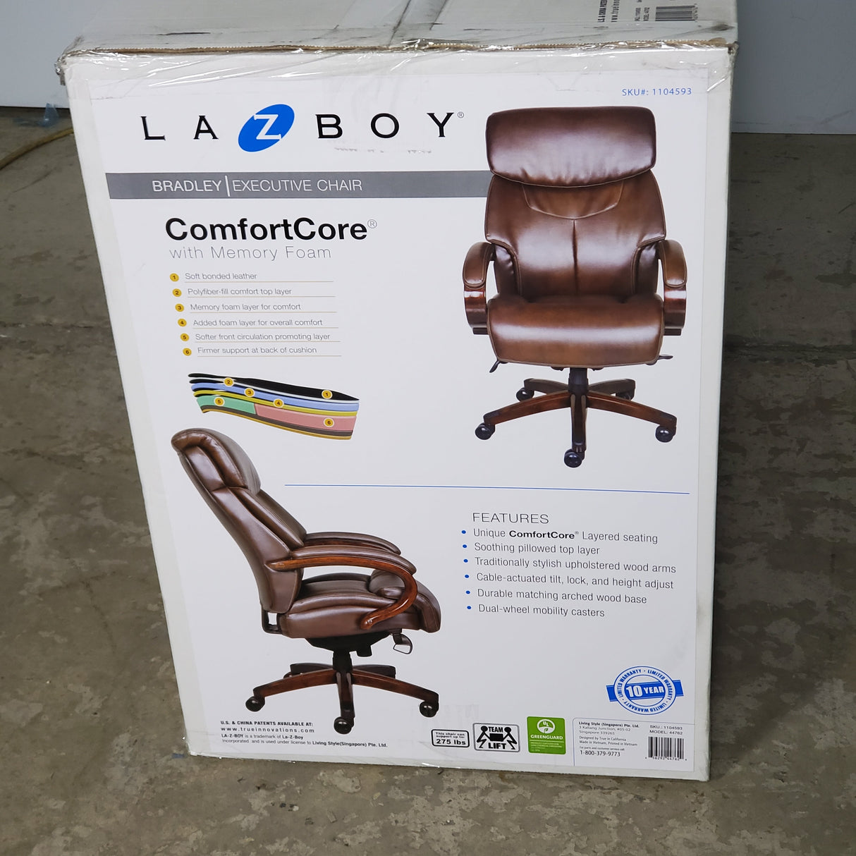 LAZBOY Bradley Executive Rolling Office Chair Brown 44762 1104593 La-Z-Boy
