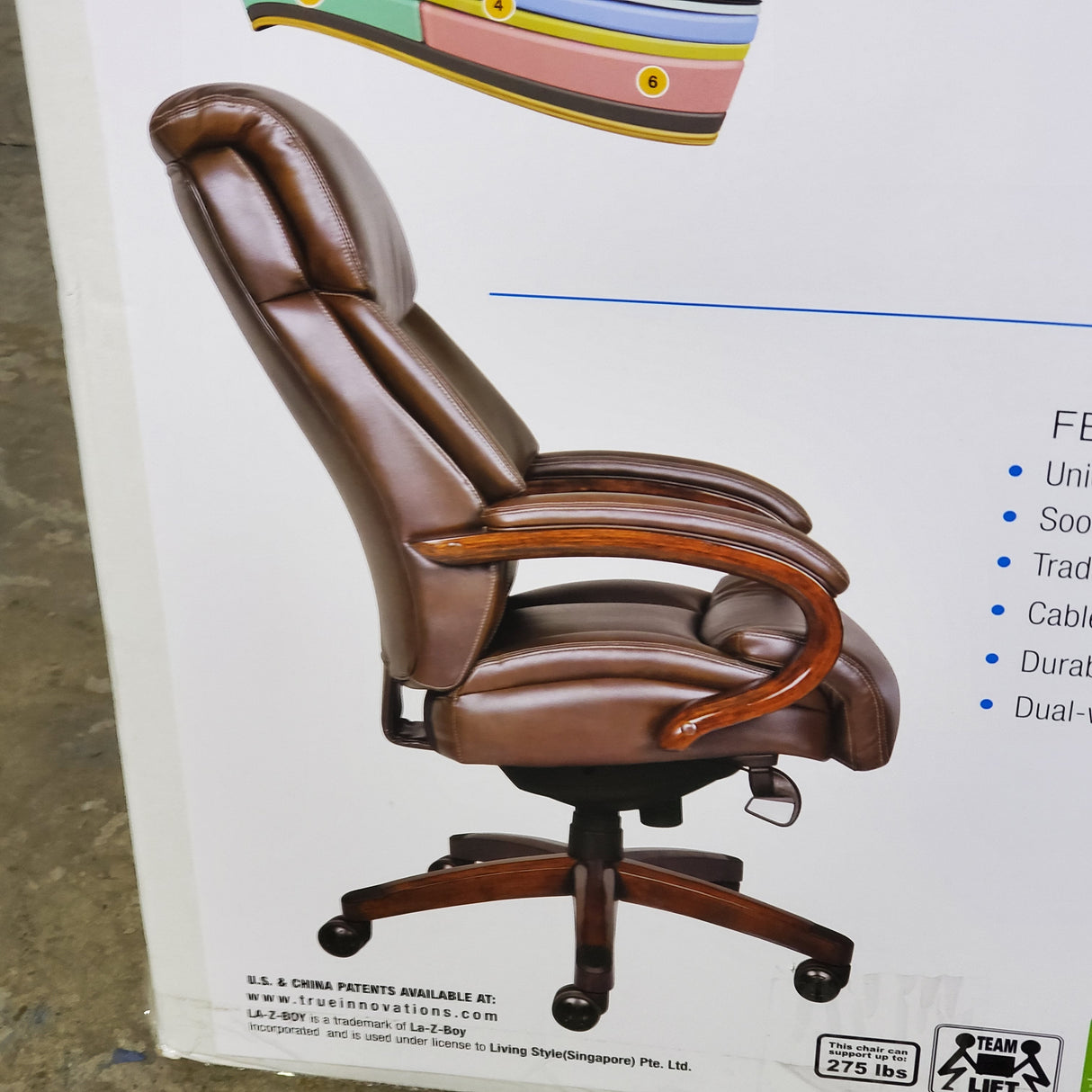 LAZBOY Bradley Executive Rolling Office Chair Brown 44762 1104593 La-Z-Boy