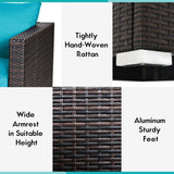 2PCS Patio Rattan Sectional Conversation Sofa Set