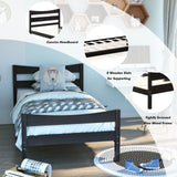 Twin Size Rustic Platform Bed Frame with Headboard and Footboard