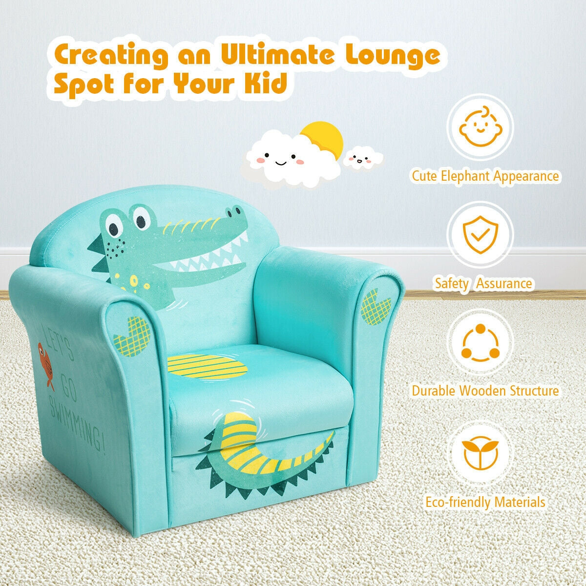 Kids Astronaut Armrest Upholstered Couch