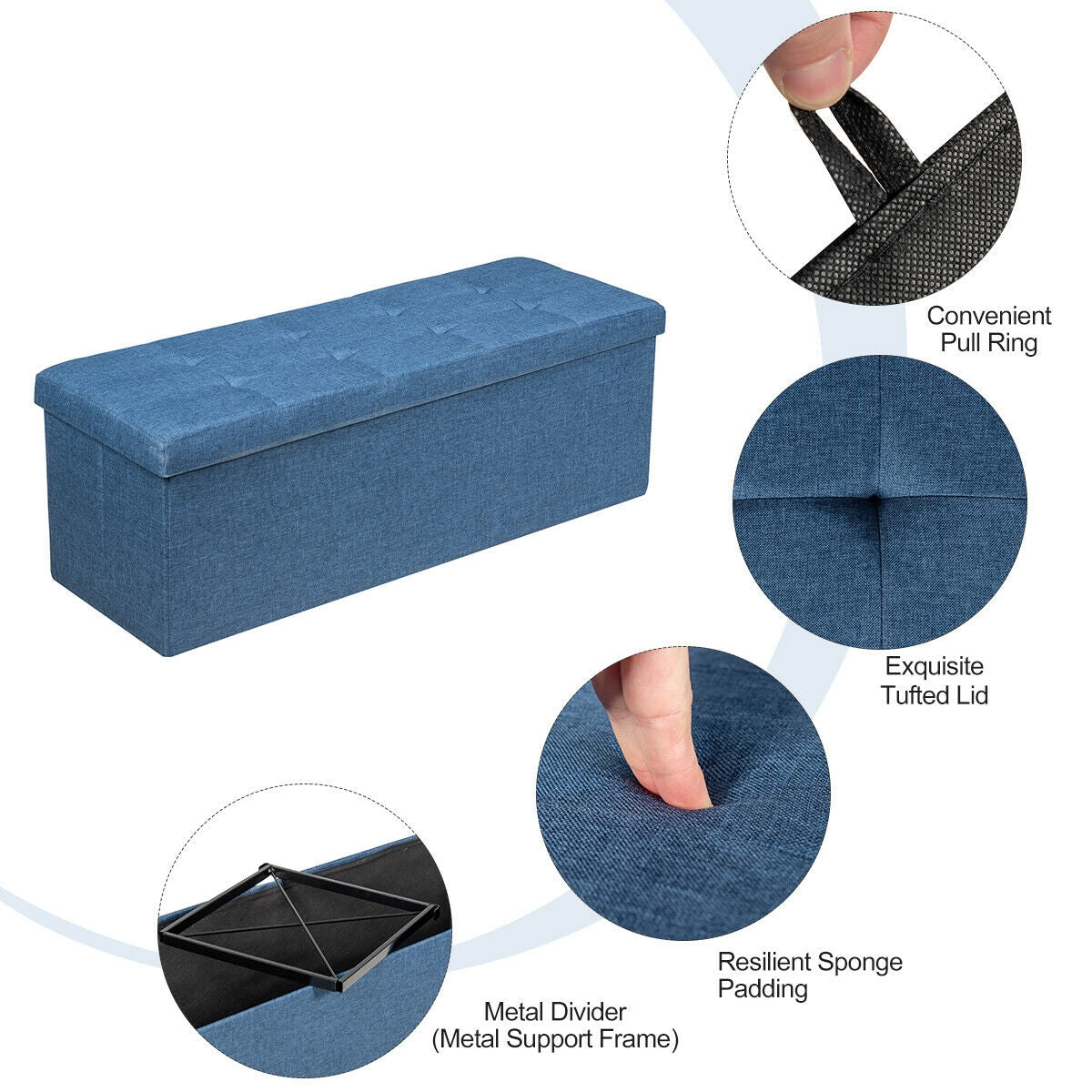 Fabric Folding Storage with Divider Bed End Bench