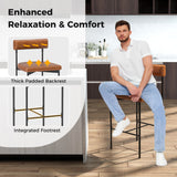 20 Inch Upholstered Bar Stools Set of 2 Counter Height Bar Chairs with  Backrest