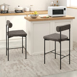 20 Inch Upholstered Bar Stools Set of 2 Counter Height Bar Chairs with  Backrest