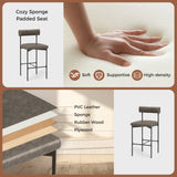 20 Inch Upholstered Bar Stools Set of 2 Counter Height Bar Chairs with  Backrest