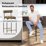 20 Inch Upholstered Bar Stools Set of 2 Counter Height Bar Chairs with  Backrest