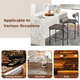 20 Inch Upholstered Bar Stools Set of 2 Counter Height Bar Chairs with  Backrest