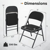 2 Pack Folding Chairs with Metal Frame and PVC Leather for Indoor Outdoor-Black