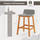 Solid Acacia Wood Bar Stools Set of 2 with Backrests and Footrests for Porch