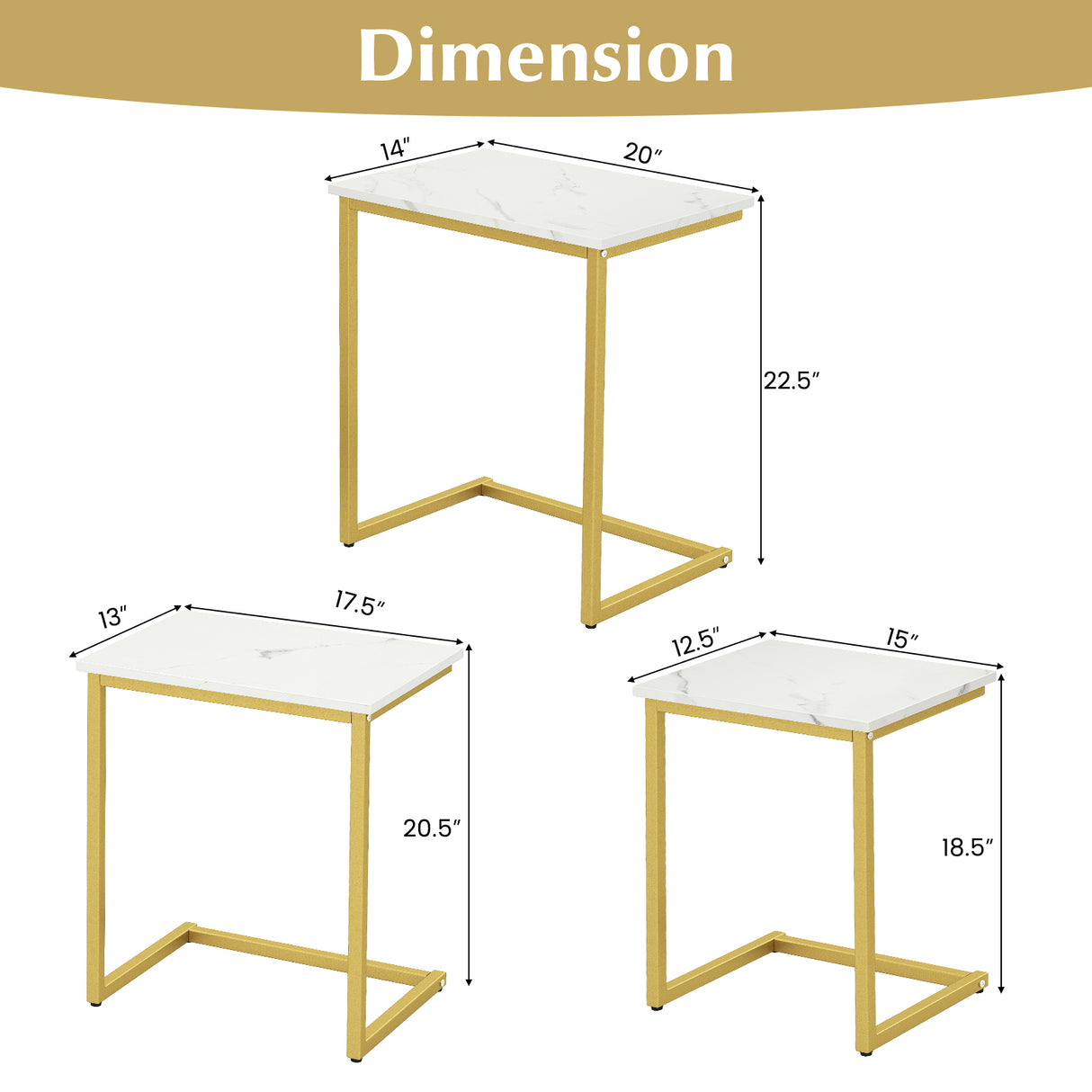 3 Pieces Multifunctional Coffee End Table Set