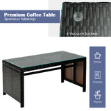 4 Pieces Patio Rattan Cushioned Furniture Set