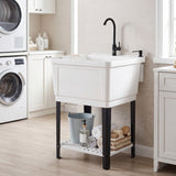 Utility Sink Laundry Tub with Rotating Faucet and Adjustable Legs