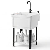 Utility Sink Laundry Tub with Rotating Faucet and Adjustable Legs