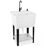 Utility Sink Laundry Tub with Rotating Faucet and Adjustable Legs