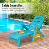 5 Position Adjustable Folding Lounger Chaise Chair on Wheels