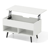 31.5 Inch Lift Top Coffee Table with Hidden Compartment and 2 Storage Shelves